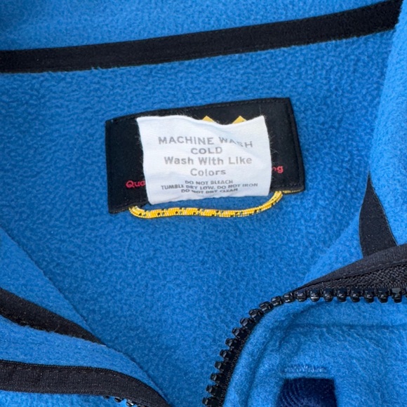 REI Blue Fleece Zip up Jacket with Yellow Accents - Picture 3 of 10